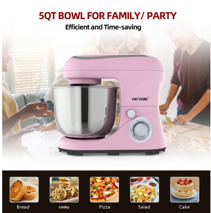 CHEFTRONIC スタンド型ミキサー 電動 ドーナツ生地 打ち粉 混ぜ器バター用 吊り下げ式棒付 5l 1300w 6段階速度